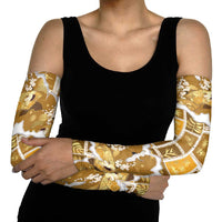 Hawaii Japanese Culture Gold Arm Sleeves Spring Cranes Aloha Pattern