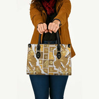 Hawaii Japanese Culture Gold Leather Bag Spring Cranes Aloha Pattern