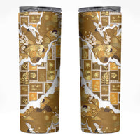Hawaii Japanese Culture Gold Skinny Tumbler Spring Cranes Aloha Pattern