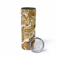 Hawaii Japanese Culture Gold Skinny Tumbler Spring Cranes Aloha Pattern