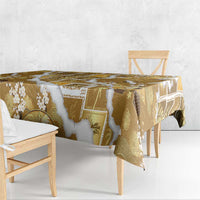 Hawaii Japanese Culture Gold Tablecloth Spring Cranes Aloha Pattern