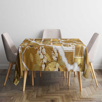 Hawaii Japanese Culture Gold Tablecloth Spring Cranes Aloha Pattern
