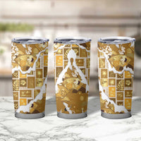 Hawaii Japanese Culture Gold Tumbler Cup Spring Cranes Aloha Pattern