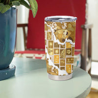 Hawaii Japanese Culture Gold Tumbler Cup Spring Cranes Aloha Pattern