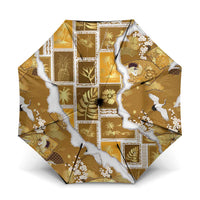 Hawaii Japanese Culture Gold Umbrella Spring Cranes Aloha Pattern