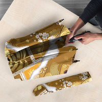 Hawaii Japanese Culture Gold Umbrella Spring Cranes Aloha Pattern