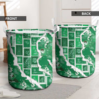 Hawaii Japanese Culture Green Laundry Basket Spring Cranes Aloha Pattern