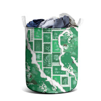 Hawaii Japanese Culture Green Laundry Basket Spring Cranes Aloha Pattern