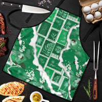Hawaii Japanese Culture Green Apron Spring Cranes Aloha Pattern
