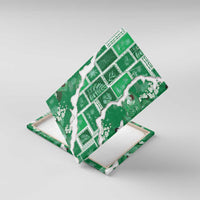 Hawaii Japanese Culture Green Canvas Wall Art Spring Cranes Aloha Pattern