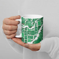 Hawaii Japanese Culture Green Ceramic Mug Spring Cranes Aloha Pattern