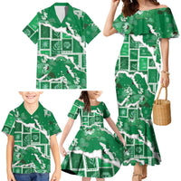 Hawaii Japanese Culture Green Family Matching Mermaid Dress and Hawaiian Shirt Spring Cranes Aloha Pattern