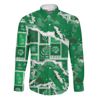 Hawaii Japanese Culture Green Family Matching Mermaid Dress and Hawaiian Shirt Spring Cranes Aloha Pattern