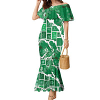 Hawaii Japanese Culture Green Family Matching Mermaid Dress and Hawaiian Shirt Spring Cranes Aloha Pattern