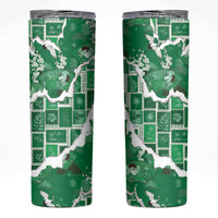 Hawaii Japanese Culture Green Skinny Tumbler Spring Cranes Aloha Pattern