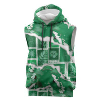 Hawaii Japanese Culture Green Sleeveless Hoodie Spring Cranes Aloha Pattern LT01 Green - Polynesian Pride