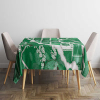 Hawaii Japanese Culture Green Tablecloth Spring Cranes Aloha Pattern