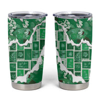 Hawaii Japanese Culture Green Tumbler Cup Spring Cranes Aloha Pattern