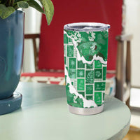Hawaii Japanese Culture Green Tumbler Cup Spring Cranes Aloha Pattern