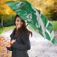 Hawaii Japanese Culture Green Umbrella Spring Cranes Aloha Pattern