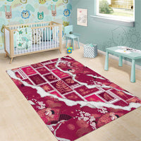 Hawaii Japanese Culture Pink Area Rug Spring Cranes Aloha Pattern LT01 - Polynesian Pride
