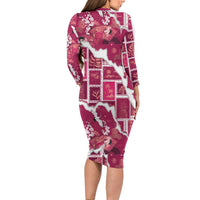 Hawaii Japanese Culture Pink Family Matching Long Sleeve Bodycon Dress and Hawaiian Shirt Spring Cranes Aloha Pattern