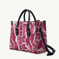 Hawaii Japanese Culture Pink Leather Bag Spring Cranes Aloha Pattern