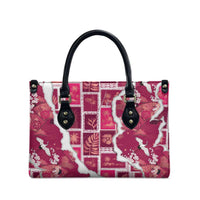 Hawaii Japanese Culture Pink Leather Bag Spring Cranes Aloha Pattern