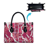 Hawaii Japanese Culture Pink Leather Bag Spring Cranes Aloha Pattern