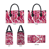 Hawaii Japanese Culture Pink Leather Bag Spring Cranes Aloha Pattern