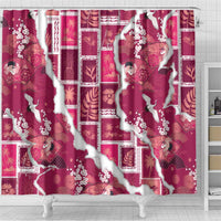 Hawaii Japanese Culture Pink Shower Curtain Spring Cranes Aloha Pattern