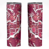 Hawaii Japanese Culture Pink Skinny Tumbler Spring Cranes Aloha Pattern
