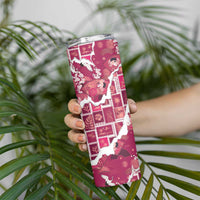 Hawaii Japanese Culture Pink Skinny Tumbler Spring Cranes Aloha Pattern