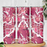 Hawaii Japanese Culture Pink Skinny Tumbler Spring Cranes Aloha Pattern