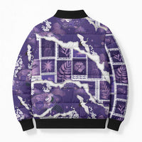 Hawaii Japanese Culture Purple Bomber Puffer Jacket Spring Cranes Aloha Pattern LT01 - Polynesian Pride