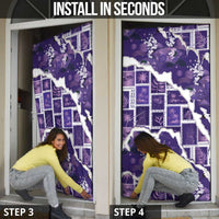 Hawaii Japanese Culture Purple Door Cover Spring Cranes Aloha Pattern