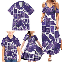 Hawaii Japanese Culture Purple Family Matching Summer Maxi Dress and Hawaiian Shirt Spring Cranes Aloha Pattern