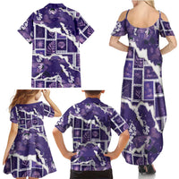 Hawaii Japanese Culture Purple Family Matching Summer Maxi Dress and Hawaiian Shirt Spring Cranes Aloha Pattern