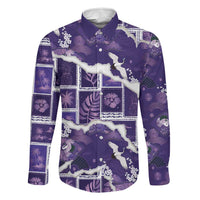 Hawaii Japanese Culture Purple Family Matching Summer Maxi Dress and Hawaiian Shirt Spring Cranes Aloha Pattern
