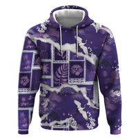 Hawaii Japanese Culture Purple Hoodie Spring Cranes Aloha Pattern LT01 Pullover Hoodie Purple - Polynesian Pride