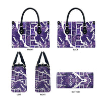 Hawaii Japanese Culture Purple Leather Bag Spring Cranes Aloha Pattern