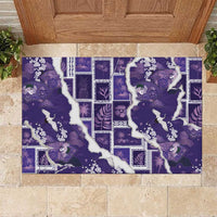 Hawaii Japanese Culture Purple Rubber Doormat Spring Cranes Aloha Pattern
