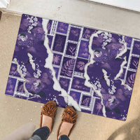 Hawaii Japanese Culture Purple Rubber Doormat Spring Cranes Aloha Pattern