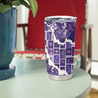 Hawaii Japanese Culture Purple Tumbler Cup Spring Cranes Aloha Pattern