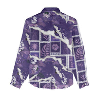 Hawaii Japanese Culture Purple Women Casual Shirt Spring Cranes Aloha Pattern