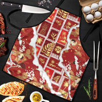Hawaii Japanese Culture Red Apron Spring Cranes Aloha Pattern