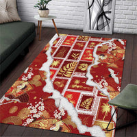 Hawaii Japanese Culture Red Area Rug Spring Cranes Aloha Pattern LT01 Red - Polynesian Pride