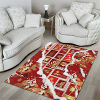 Hawaii Japanese Culture Red Area Rug Spring Cranes Aloha Pattern LT01 - Polynesian Pride