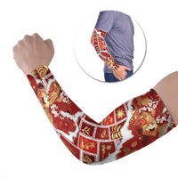 Hawaii Japanese Culture Red Arm Sleeves Spring Cranes Aloha Pattern