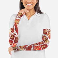 Hawaii Japanese Culture Red Arm Sleeves Spring Cranes Aloha Pattern